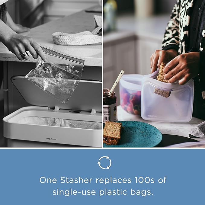 Stasher Premium Silicone Reusable Food Storage Bowl, Green, Microwave, Sous Vide, Dishwasher, Oven and Freezer Safe, BPA Free, Leak-free, Eco-friendly, 4-Cup Bowl