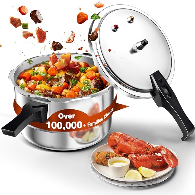 WantJoin 11Qt Aluminum Pressure Cooker w/Release Valve & Multiple Protective Devices,Pressure Canner Compatible with Gas & Induction Cooker,Canner Rack Included