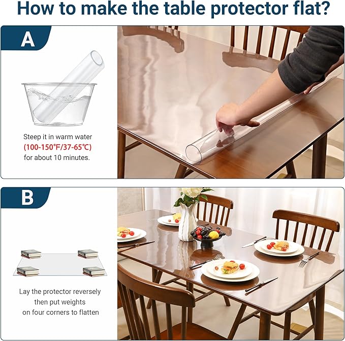 Clear Table Cover Protector Rectangle 42 x 84 Inch, 1.5mm Transparent Plastic Table Protector Waterproof, Anti-Scratch Clear Desk Mat for Office Desktop Dresser Dining Table, FDA Compliant