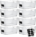 Clear Plastic Storage Bins with Labels, Pantry Organizers and Storage Containers Fridge Organizer Bins Kitchen Cabinet Organization for Organizing Medicine Cabinet Organizer Bin Bathroom Refrigerator
