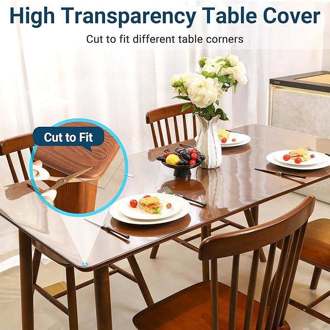 Clear Table Cover Protector Rectangle 40 x 90 Inch, 1.5mm Transparent Plastic Table Protector Waterproof, Anti-Scratch Clear Desk Mat for Office Desktop Dresser Dining Table, FDA Compliant