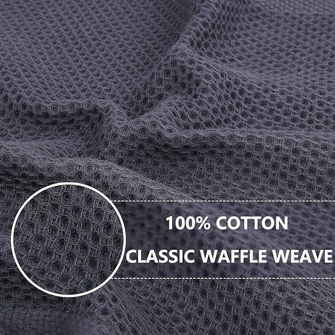 Homaxy 100% Cotton Waffle Weave Kitchen Dish Towels, Ultra Soft Absorbent Quick Drying Cleaning Towel, 13 x 28 Inches, 6-Pack, Mixed Color