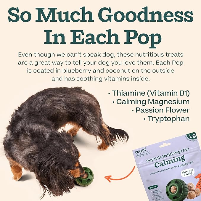 WOOF Pupsicle Refill Pops for Calming - Long-Lasting Refills for The Pupsicle Toy to Promote Calm - Calming Dog Treats - Magnesium for Dogs- Large Pops - 7 Count