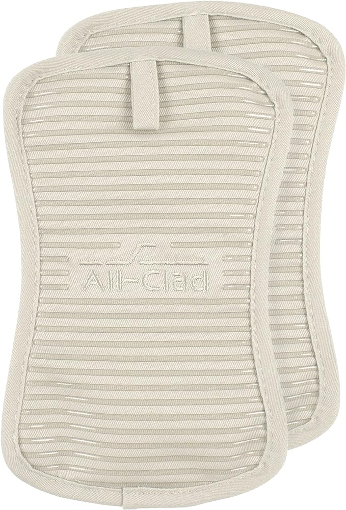 All-Clad Premium Pot Holder & Hot Pad: Heat Resistant to 500 Degrees - 100% Cotton, 10"x6.25" Hot Pad for Kitchen and Barbeque, (2-Pack), Almond