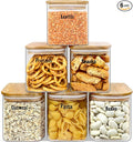 Urban Green Glass Jars with Airtight Lids, Airtight Glass Canisters with Locking Lids, (Bamboo-6P-24oz)