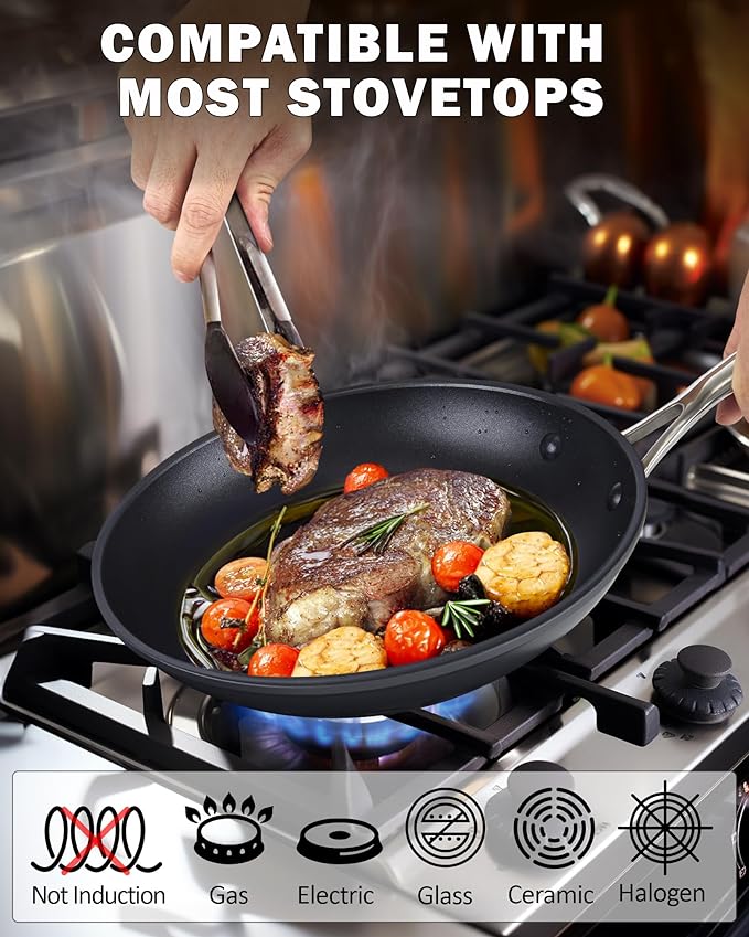 Cooks Standard Frying Omelet Pan, Classic Hard Anodized Nonstick 8-Inch/20cm Saute Skillet Egg Pan, Black