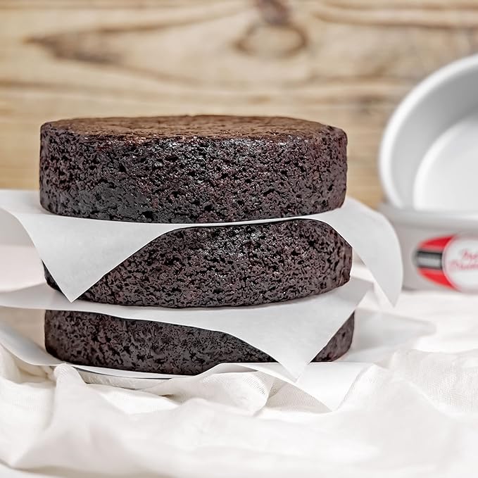 Fat Daddio's Anodized Aluminum 3-Tiered Even Round Cake Pan Set, 4 Inch Depth