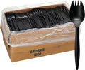 1,000 Plastic Disposable Sporks Bulk Black Medium Weight Disposable Silverware Plastic Cutlery Spork