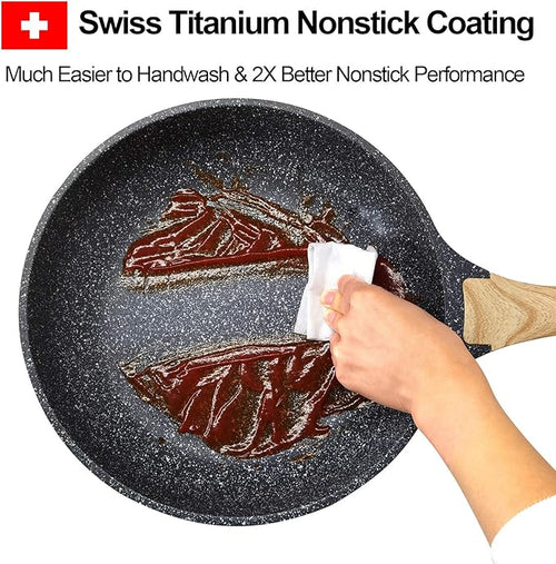 11 Inch Nonstick Skillet Frying Pan Egg Pan Omelet Pan, Nonstick Cookware Granite Coating, 100% PFOA free Cookware Pan, Healthy Nonstick Stone Frying Chef's Pan Skillet