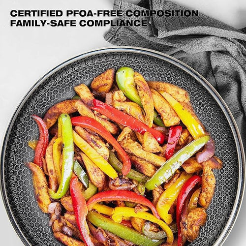11 Inch Non Stick Frying Pan, Hybrid Non-Toxic Cookware & Healthy Ceramic Wok Pan for Induction, Gas & Electric Stove, PFOA/PTFE/Lead-Free, Oven & Dishwasher Safe